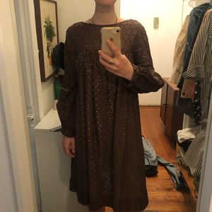 Vintage Boho Chocolate Brown Eyelet Dress